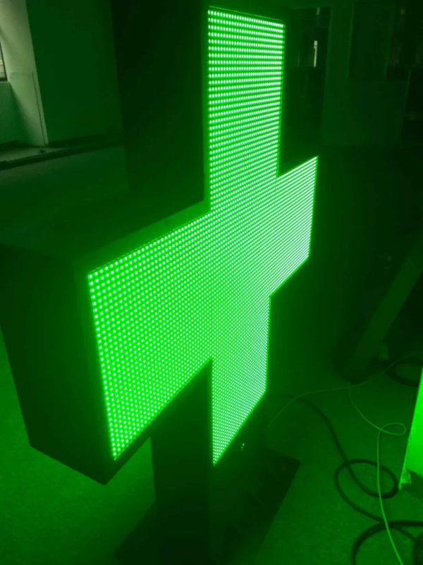 CROIX DE PHARMACIE LED DOUBLE FACES EXTERNE PROGRAMMABLE ANIMATION 3D 100x100cm – Image 3