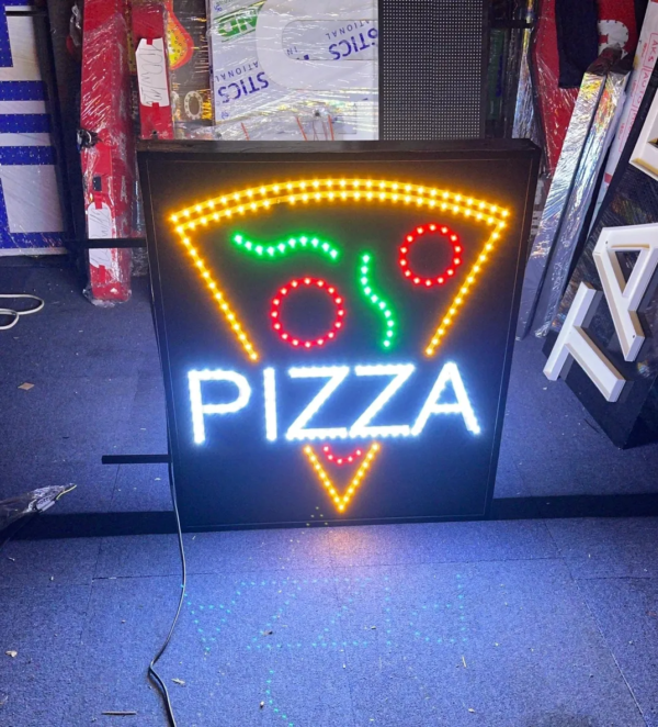 PANNEAU LED DOUBLE FACE “PIZZA” ÉCLAIRAGE PUISSANT AVEC TÉLÉCOMMANDE 70×70 cm